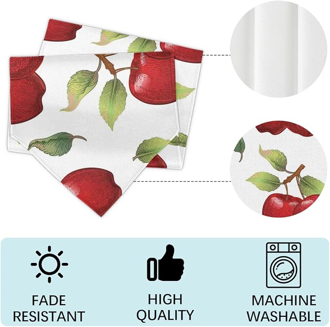 Apples Leaves Table Runners 60 Inches Long Table Runner Washable Kitchen Dining Tabletop Decor for Indoor Outdoor Party Wedding Dining Room Coffee Table Decoration 13x60 Inch