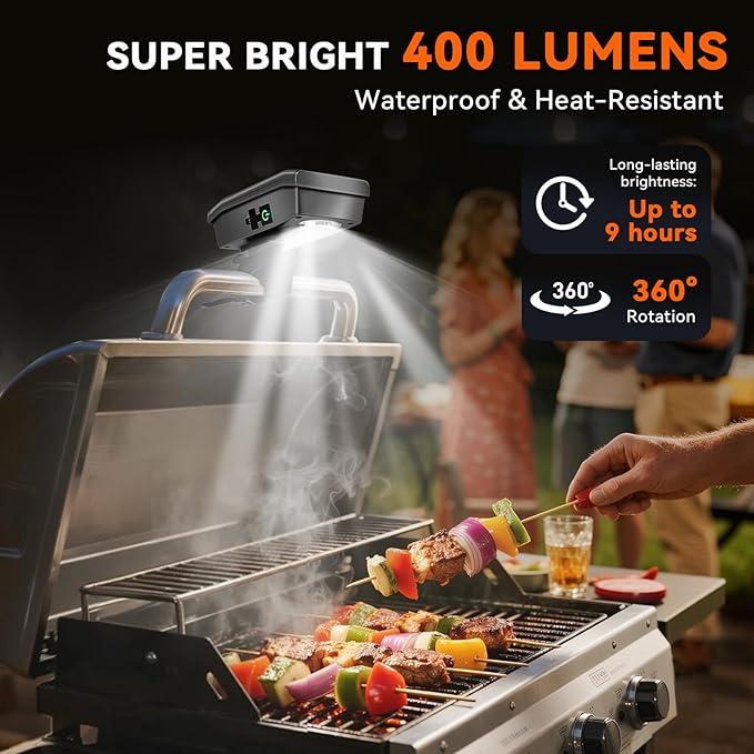 Grill Lights for Outdoor Grill Designed for Blackstone Weber Griddle, BBQ Grill Light for Blackstone Griddle Accessories, LED Grill Lights for Outdoor, Gifts for Men Dad, Grey
