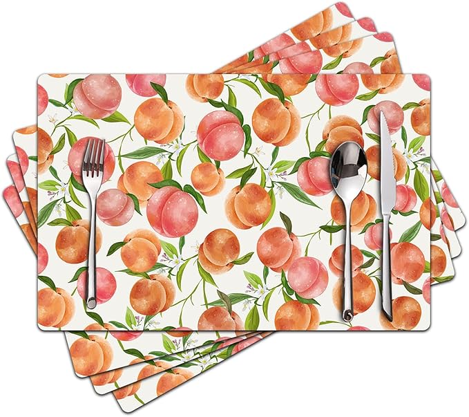 Placemats Set of 4 - Faux Leather Heat Resistant Placemats for Dinner Table, Non-Slip Waterproof Oil-Proof Washable Reusable Placemat for Indoor Outdoor Kitchen Decor, 15.75In*11.81In