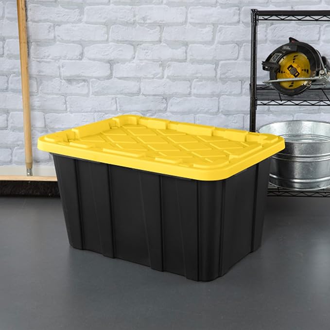 Sterilite 24-Pack Industrial Tote, Plastic Storage Container Bins with Lids, 27 Gallon - Heavy-Duty Organizing Containers for Closet, Bathroom, and Office