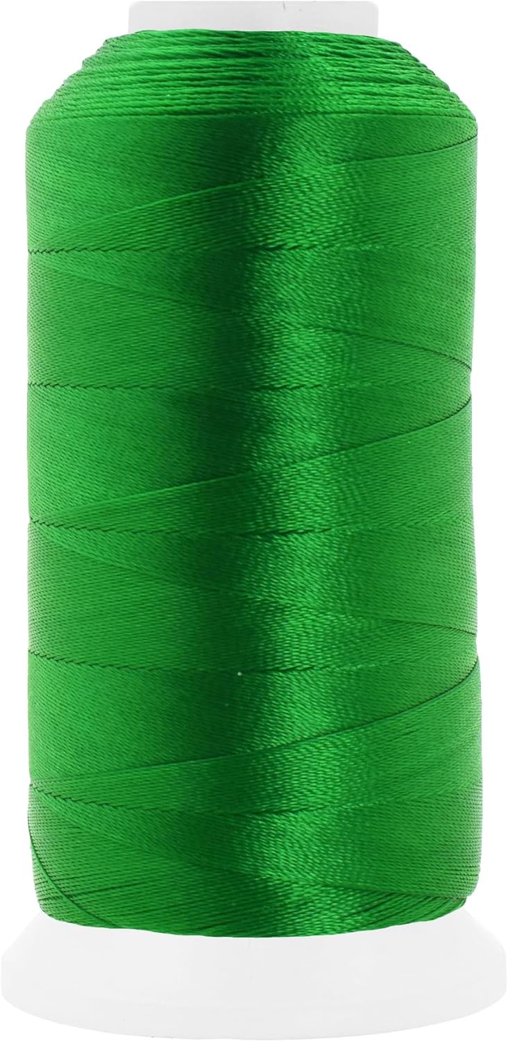 Mandala Crafts Green Heavy Duty Thread -1500 Yds Tex 90 Thread for Sewing Drapery Jeans Leather Hair - Bonded Polyester Thread Outdoor Marine Upholstery Threads