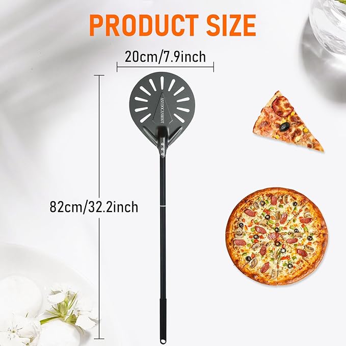Perforated Pizza Peels 6 INCH pizza spatula paddle Long Handle Metal Pizza Spatula for Indoor and Outdoor (6 inch bundle)