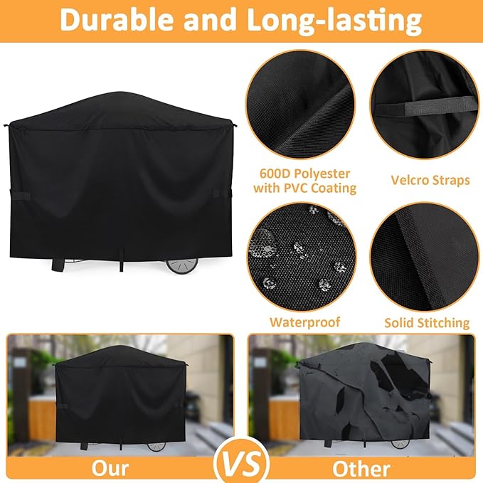 Grill Cover for Weber Q2000, Q2200, Q2400, Q2000N+, Q2800N+, Q300, Q320, Q3000, Q3200 Gas Grills, Replacement for 7112 Cover, 57 Inch Waterproof Full-Length Cover for Weber Q Series Gas Grill on Cart
