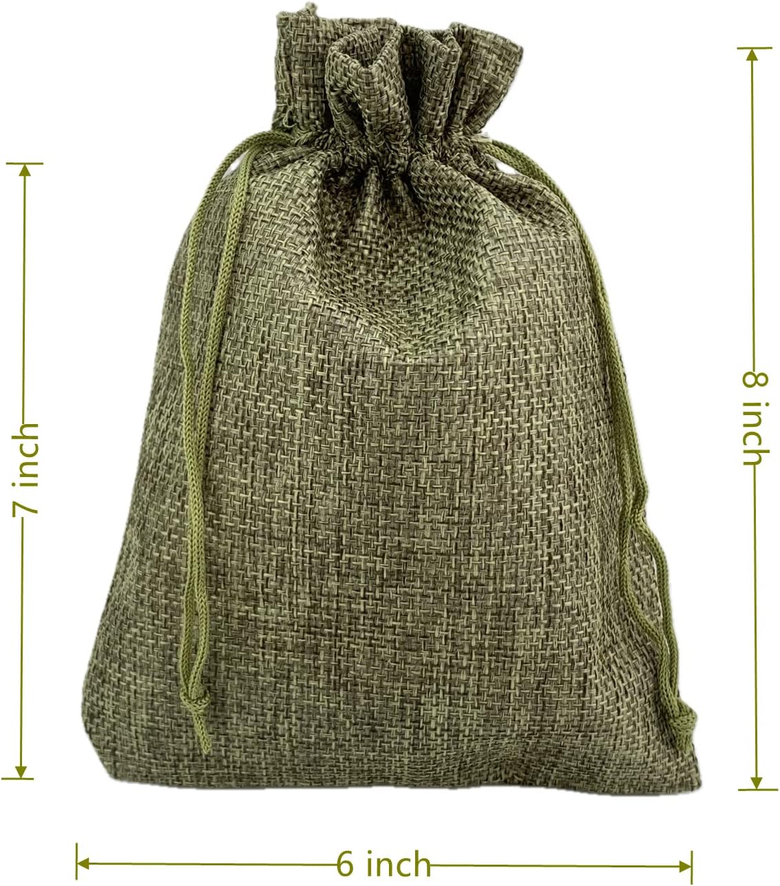Palmhomee Pack of 25 Burlap Gift Bags with Drawstring Linen Jewelry Pouches Wedding Hessian Jute Bags for Birthday and Treat Pouches Party Wedding Favors Gift (6x8 Inch, Moss Green)