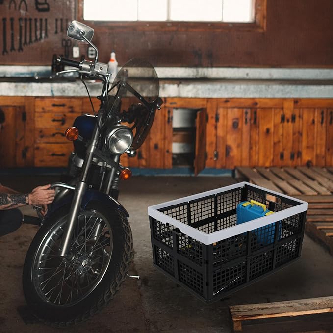Yuright 3 Pack Folding Storage Crates Large, 67 L Plastic Stackable Utility Crate, Rectangular Milk Crate