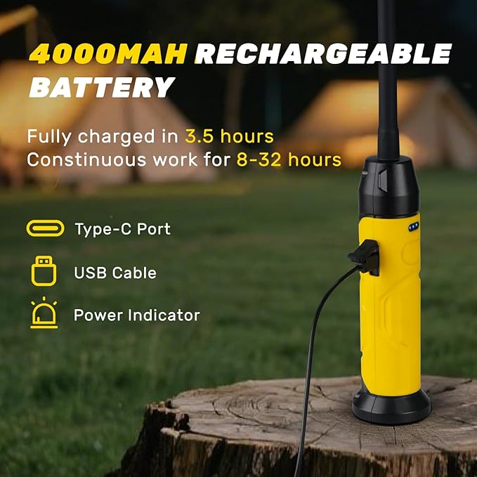Rechargeable LED Work Light with Flexible Gooseneck, Up to 1000 Lumens 3 Modes Magnetic Work Light, Mechanic Light with Magnetic Base for Work Bench, Lathe, Car Repair, Grill Light, Emergency