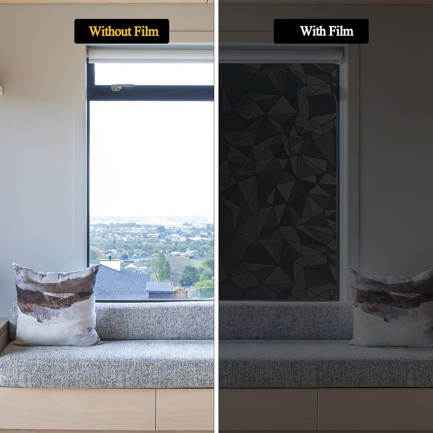 Niviy Blackout Window Privacy Film with Installation Tools Static Cling 100% Light Blocking Room Darkening, Heat Control Removable Window Tint for Home, Black Out Window Cover 17.7" by 78.7"