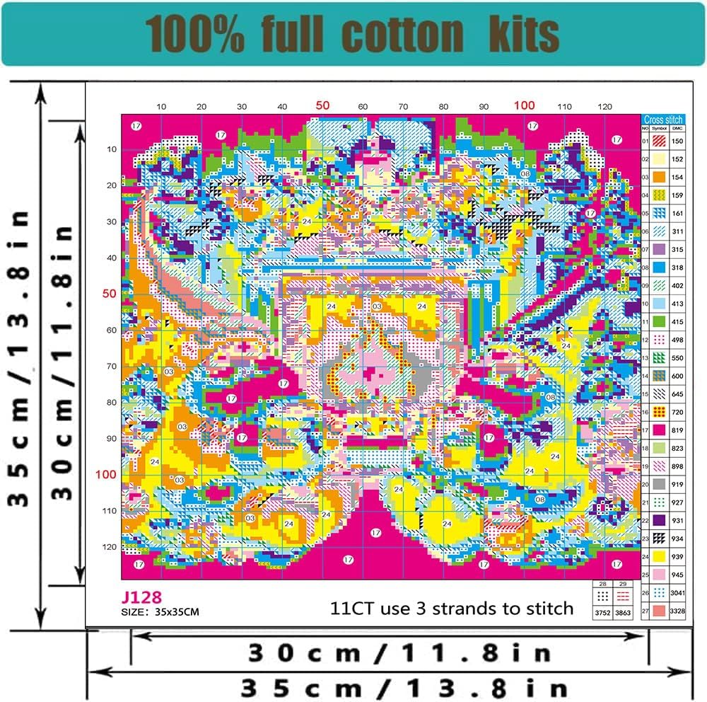 Christmas Stamped Cross Stitch Kits - Christmas Gnome Counted Cross Stitch Kits for Beginners Adults Needlepoint Cross-Stitch Patterns Dimensions Needlecrafts Embroidery Kits Arts and Crafts