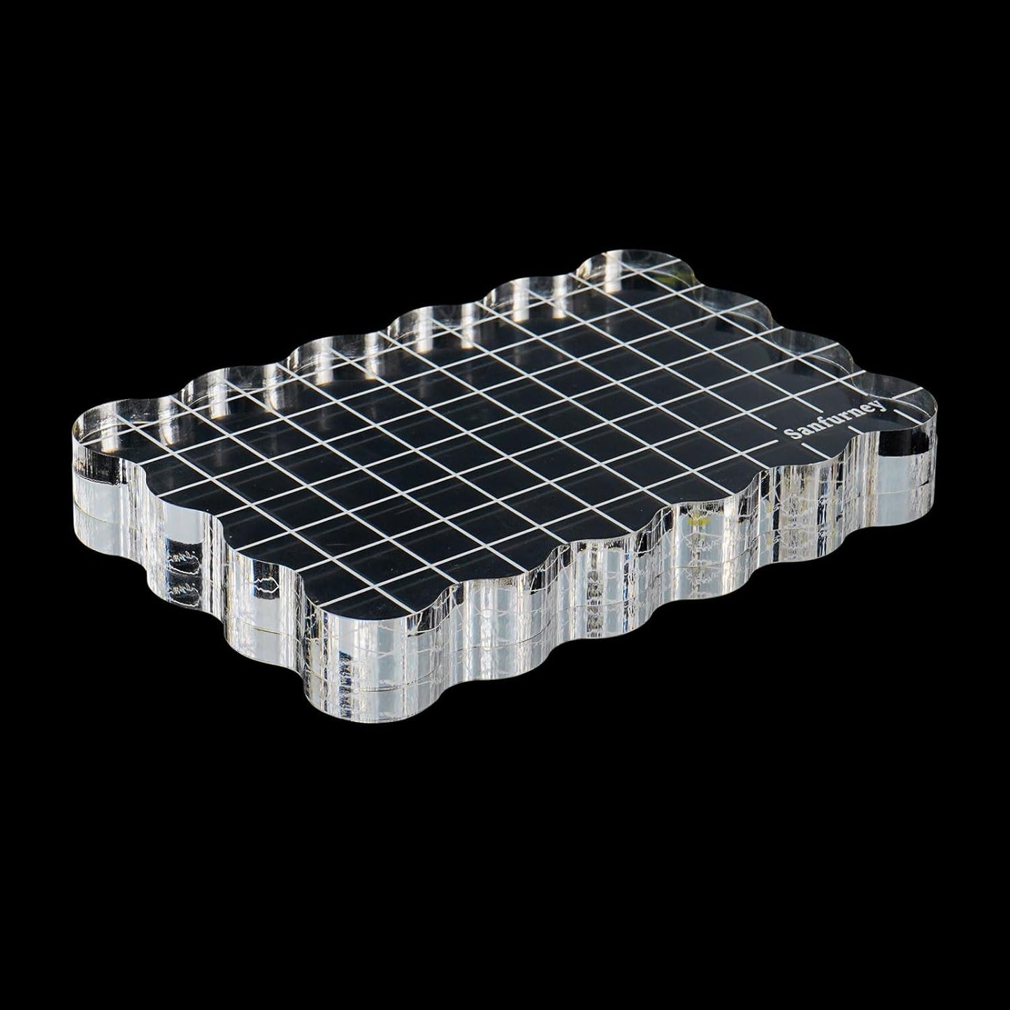 Sanfurney 1 Piece Acrylic Stamp Block, 15mm Thick, Clear Stamping Tool with Grid Lines Decorative Stamp Block for Scrapbooking Crafts Card Making