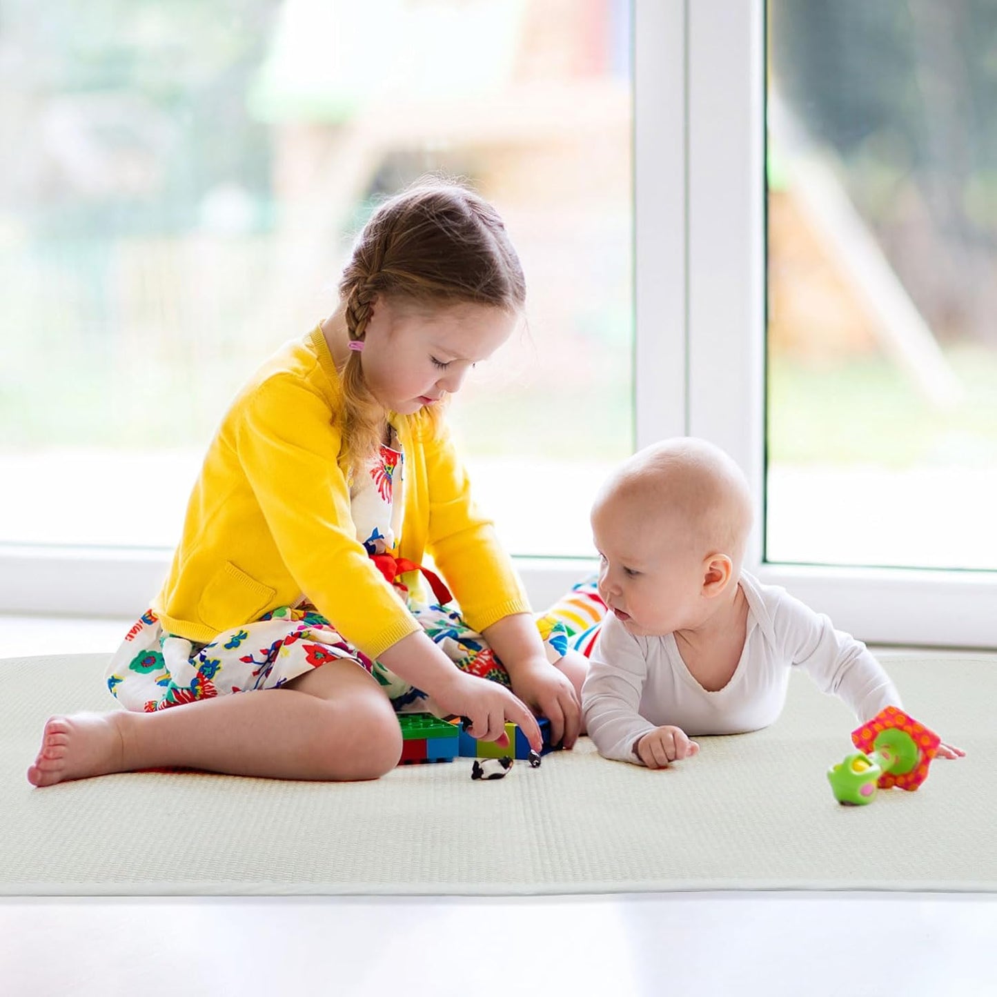 MEYOR Montessori Mat Children Playing Mat 27.6"x43.3" Montessori Work Rugs Cotton Hand Woven Rug（Large）