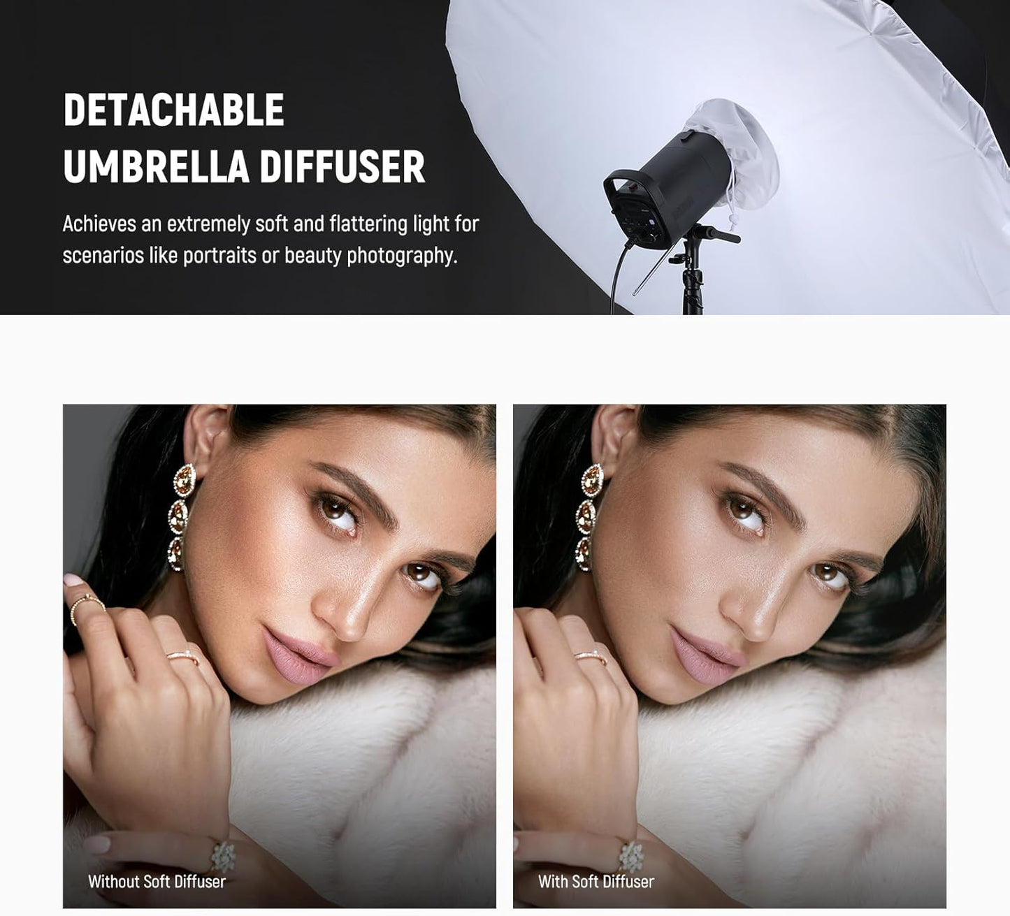 NEEWER 65"/165cm Parabolic Reflective Umbrella Photography with White Inner, Soft Lighting with Diffuser Cover, Bag, Quick Fold for Camera Photo Studio Video Light Shooting Monolight Flash, NS3U