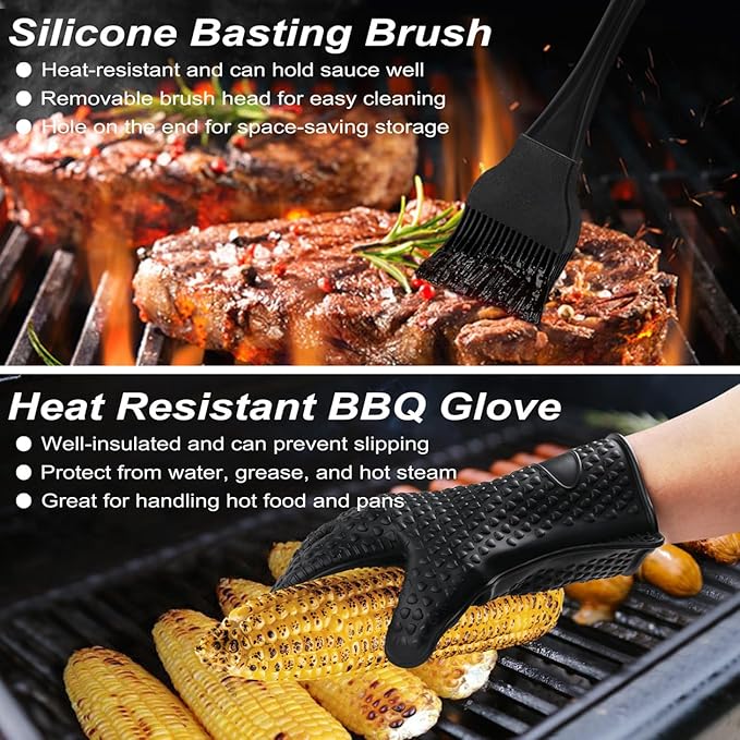 POLIGO 26PCS BBQ Accessories for Outdoor Grill Utensils Set Stainless Steel BBQ Tools Grilling Tools Set for Birthday Fathers Day Dads Presents, Barbecue Accessories Ideal Grilling Gifts for Men Women