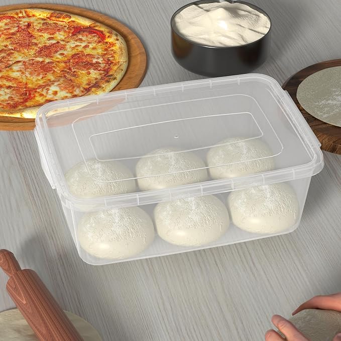 14 Quart Plastic Storage Box, Clear Dough Rising Box with Lid, Pizza Dough Proofing Containers, 4 Packs