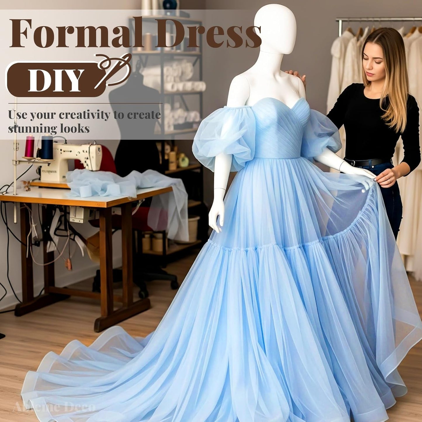 Organza Fabric by The Yard, 60 Inch Wide 3 Yards (9 ft) Long Sheer Fabric for DIY Sewing Projects Wedding Decorations Party Backdrops Curtains (Baby Blue)