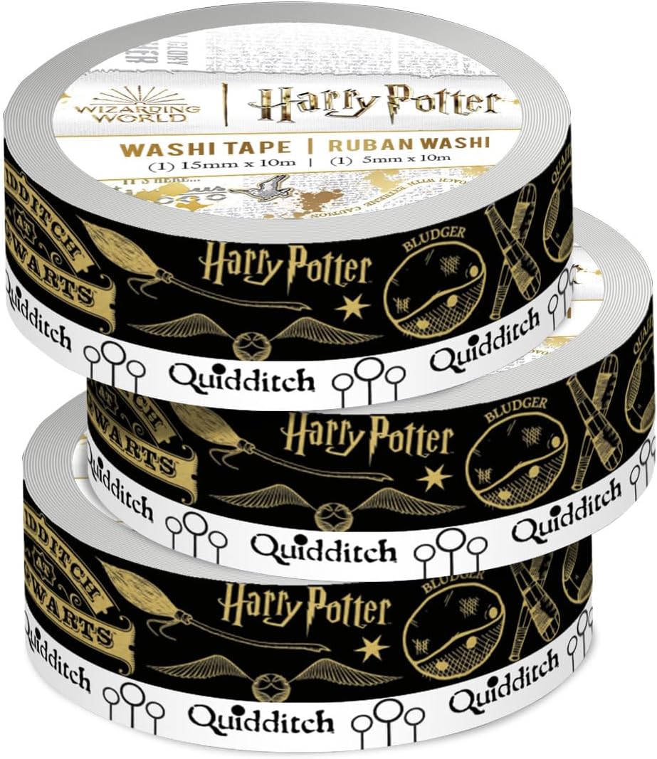 Paper House Productions Harry Potter 3-Pack Set of 2 Foil Accent Washi Tape Rolls for Scrapbooking and Crafts - Quidditch Match