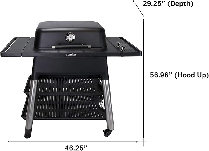Everdure FORCE 2 Burner Gas Grill, Liquid Propane Portable BBQ Grill with Die-Cast Aluminum Body and Fast-Ignition Technology, 388 Square Inches of Grilling Surface, Adjustable Height, Matte Black