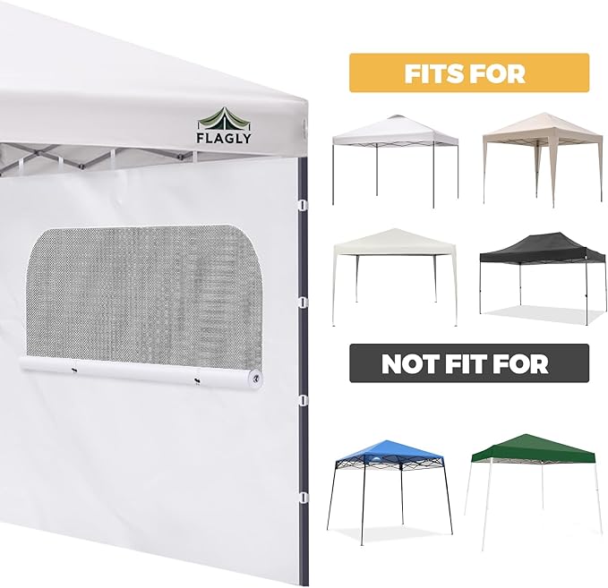 10x10 Pop Up Canopy Sidewall - 1 PC 300D Waterproof Attachable Tent Wall, Privacy Shade for Outdoor Events, Vendor Booths (Tent Not Included, with U-Shaped Window)