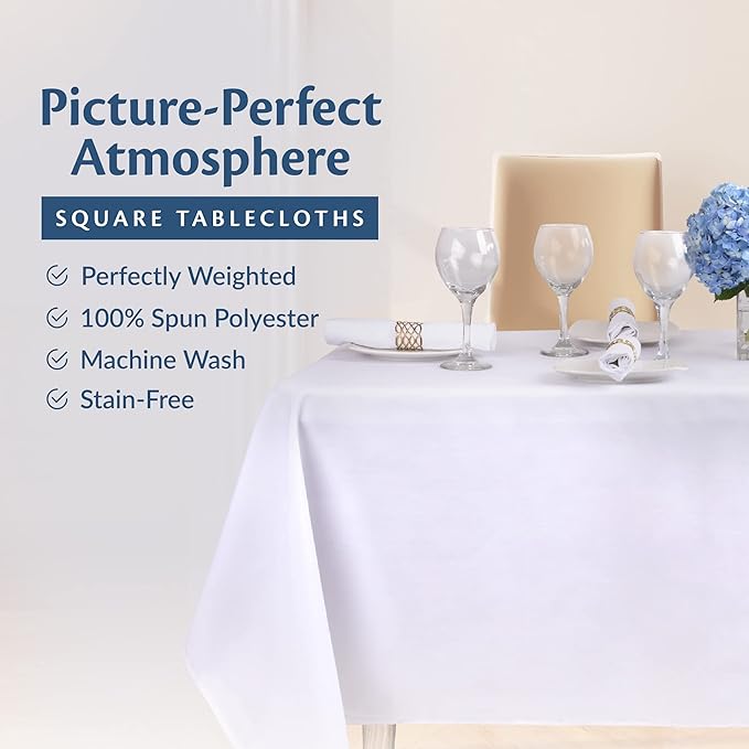 White Restaurant Quality Square 85" X 85" Tablecloths Bulk 24 Pack