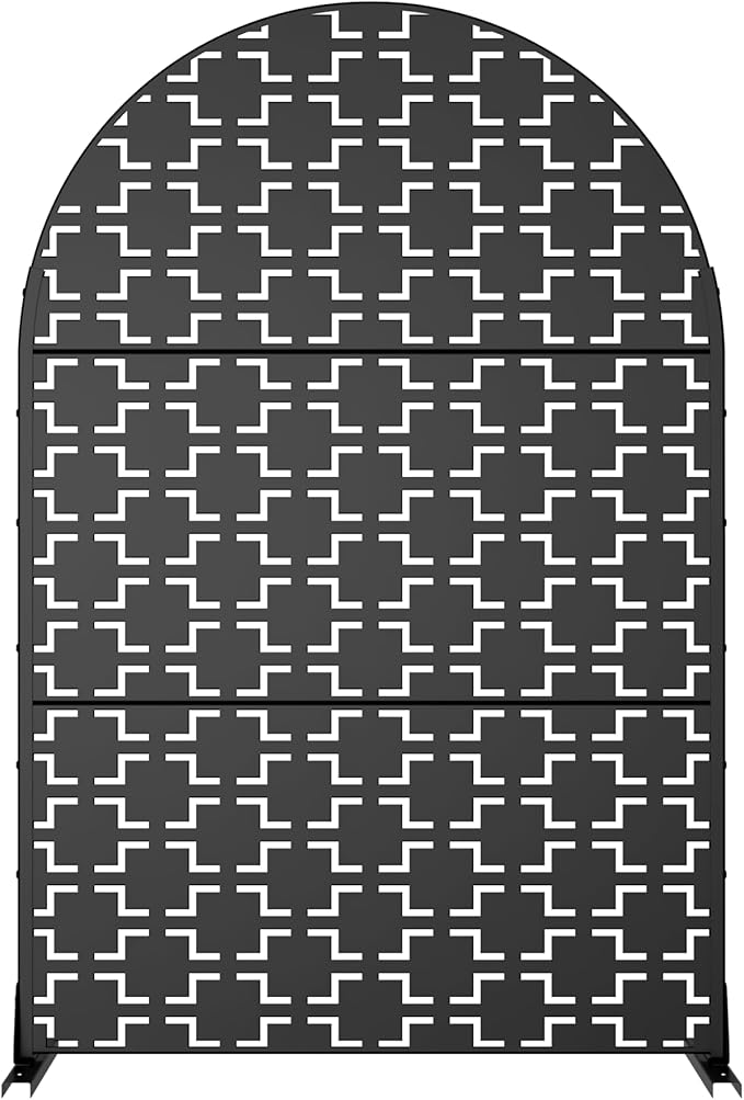 Casaphoria 72" H x 47" W Arched Metal Privacy Screen - Elegant Freestanding Outdoor Screen for Deck, Patio & Balcony - Versatile Decorative Privacy Panels for Home & Garden Use (Black-Square)