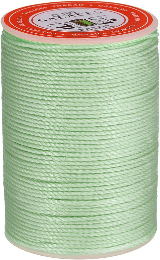 uxcell Round Leather Sewing Waxed Thread, 55m / 60 Yards Wax Polyester String, 0.8mm Waxed Stitching Cord for Leather Crafts, Bookbinding, Bracelets Braided, Mint Green