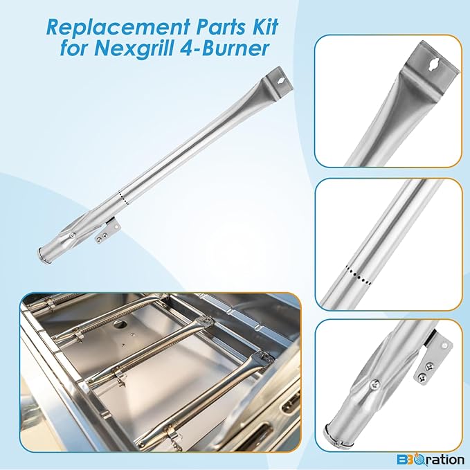 Grill Replacement Parts for Nexgrill 4-Burner 720-0830 720-0830H 720-0830A 720-0830HR 720-0830T, Cooking Grate, Heat Shield and Burner Kit for Nexgrill Replacement Parts 4-Burner 720-0830H