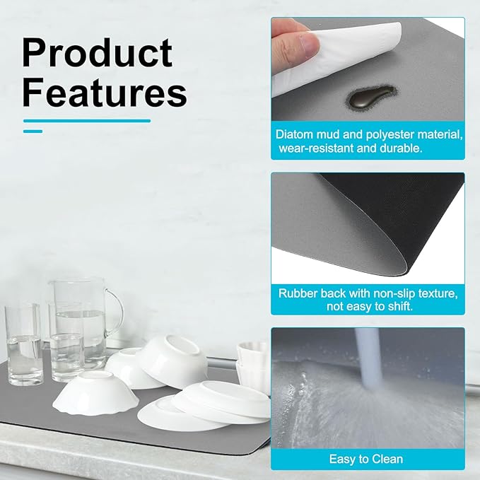 uxcell Silicone Mats for Kitchen Counter, 35.4" x 23.6" Non-Slip Countertop Protector Mat Heat Resistant Coffee Mat Waterproof Table Placemat, Gray