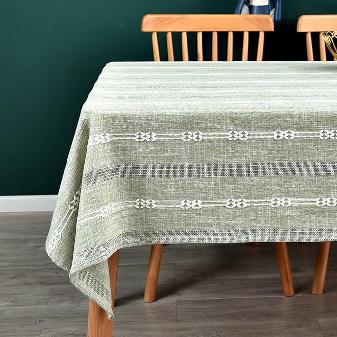 Heavy Duty Cotton Table Cloth for Rectangle Table Sage Green Rectangular Farmhouse Vintage Tablecloth Washable Rustic Table Cover (Sage Green,52''x 98'')