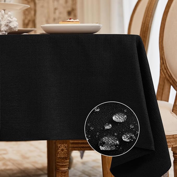 BALCONY & FALCON Rectangle Tablecloth Washable Wrinkle Resistant and Water Proof Table Cloth Decorative Linen Fabric Tablecloths for Dining Parties Kitchen Wedding and Outdoor (Graphite Black, 55x95)