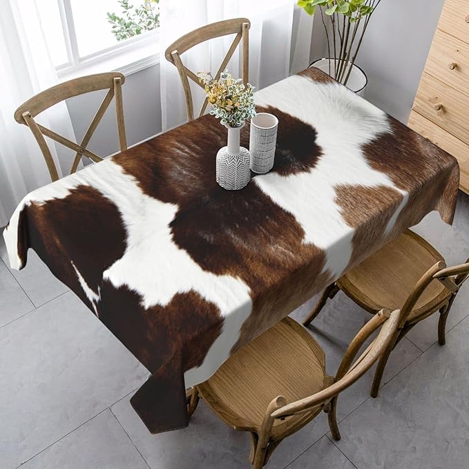 Worltoldb Cow Tablecloths Polyester Table Cloth for Kitchen Dinning Table Washable Table Cover for Parties Wedding Picnic