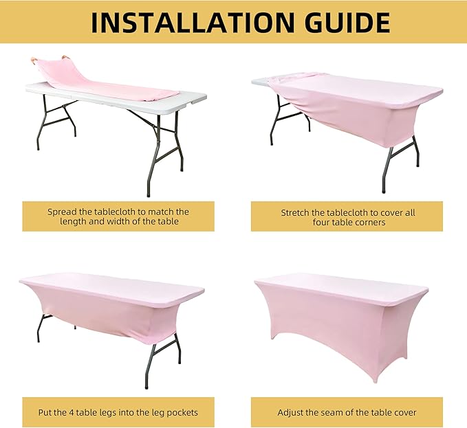 2-Pack 4ft Spandex Table Covers for Rectangular Folding Tables - Wrinkle Resistant Stretch Tight Table Cloths - Ultimate Fitted Table Protector for Parties, Banquet, and Wedding