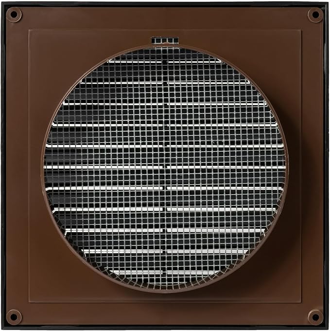Black 5'' Inch Ventilation Grille - Inside/Outside use - (Flange 4.9''Ø/Cover 6.7''x6.7'') - Air Vent Louver - Exhaust Hood - Available 3 Sizes / 4 Colors.