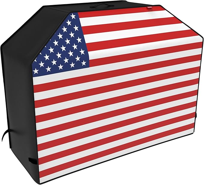 58" Heavy Duty Waterproof Gas Grill Cover fits Weber Char-Broil Coleman Gas Grill-Black,American Flag.