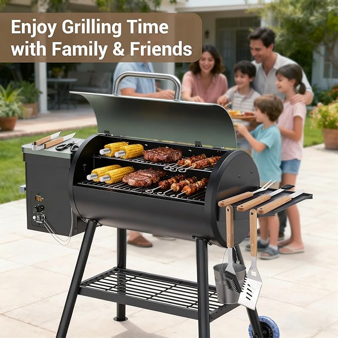 18pcs Wooden Grill Tool Set, BBQ Accessories Heavy Duty Stainless Steel Grill Utensils Set with Carry Bag Spatula, Fork, Tongs & Cleaning Brush and More Grilling Gifts for Christmas Men, Father’s Day