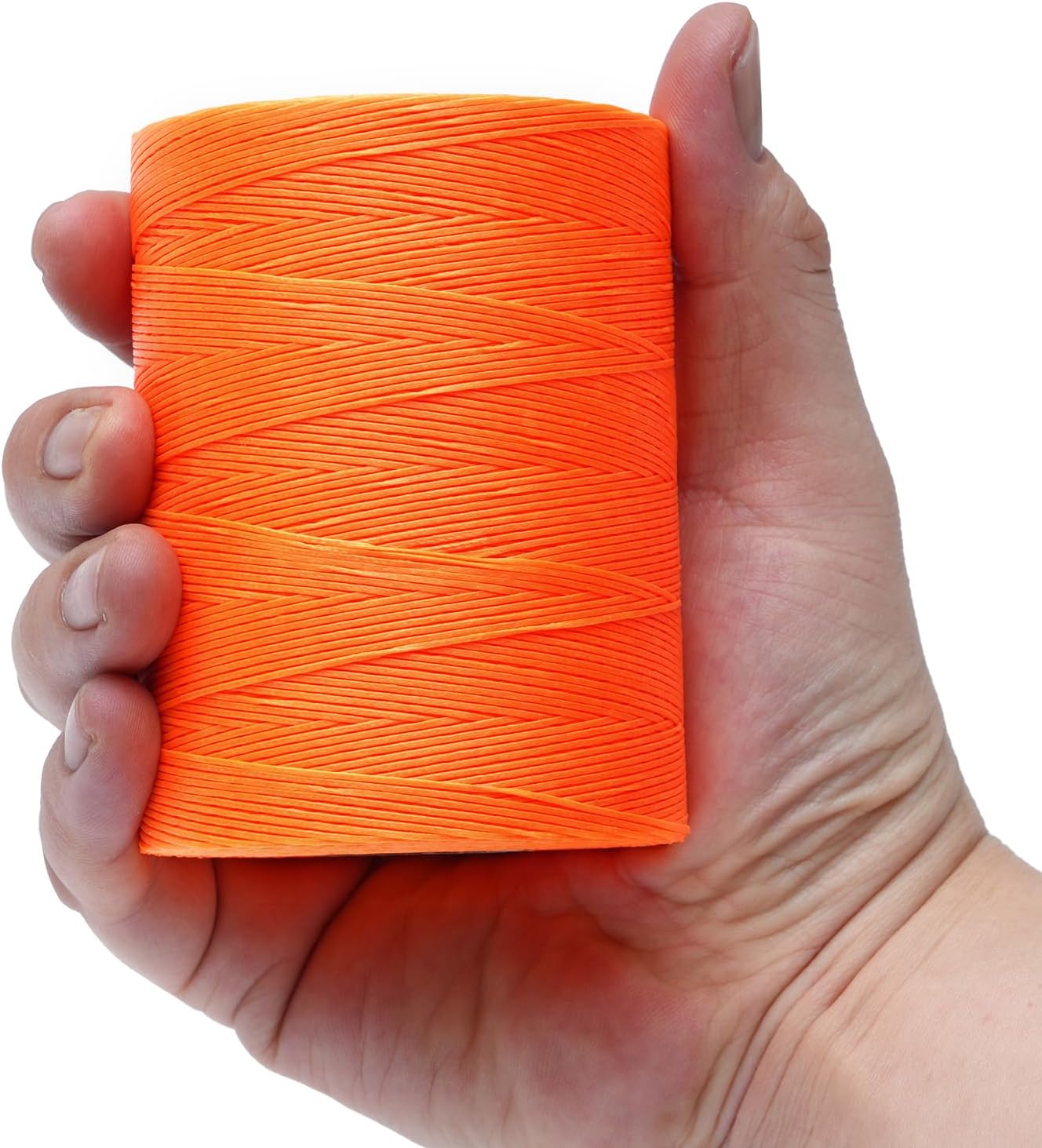 Waxed Thread,852Yards 150D 0.8mm Flat Polyester Wax Thread for Hand Sewing Leather Craft DIY Projects Shoes Repair Book Binding(Yellow Orange)