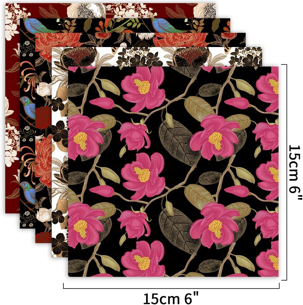 Origami Paper Kit 100 Sheets 6 Inch Square Double Sided Color 20 Vivid Colors for Hand Crafts Origami Paper Arts Creativity.Luxuriant Flowers