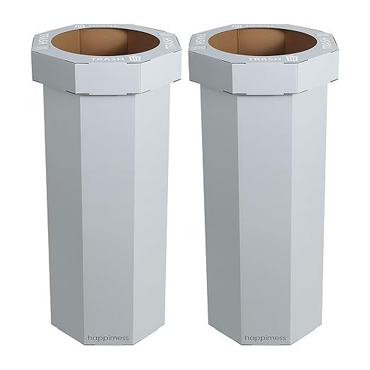 Eyely MPH1300C-SET2 Sal 25-Gallon Disposable Corrugated Cardboard Event Trash Can and Recycling Bin for BBQs, Beach, Parties & Events & Outdoor Activities, Fog Gray (Set of 2)