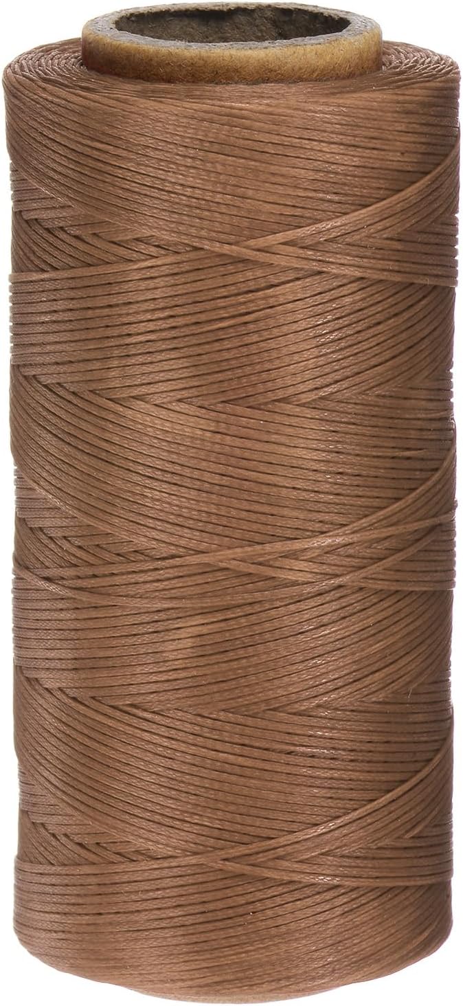 uxcell Leather Sewing Waxed Thread, 284 Yards / 260m 0.8mm 150D Flat Polyester All-Purpose Threads for Leather Crafts, Bookbinding, Brown