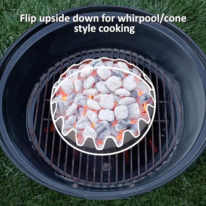 BBQitALL Charcoal Basket, Charcoal Ring, for Two Zone or Indirect Cooking with Briquettes, Lump, Great Gift. Made in The USA! Fits Weber Kettle Grills 22", 18", 14"