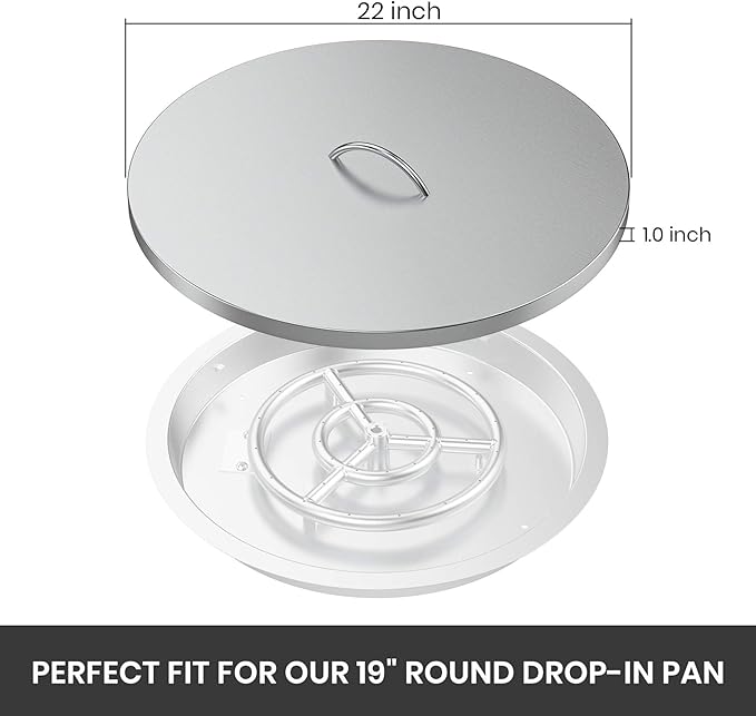 Stanbroil 22" Stainless Steel Round Fire Pit Cover, Fire Pit Ring Lid Fits for 19-Inch Drop-in Firepit Pan and 18 Inch Flat Fire Pit