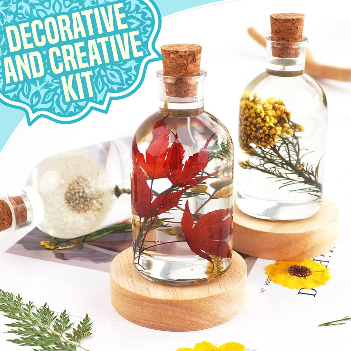 Zoncolor Bottle Resin Molds Silicone Kit - Night LED Light Lamp Bulb Art Craft Accessories Supplies and Tools DIY Unique Clear Bottle Shape Epoxy Molds and Stopper Cool Home Office Kitchen Decoration