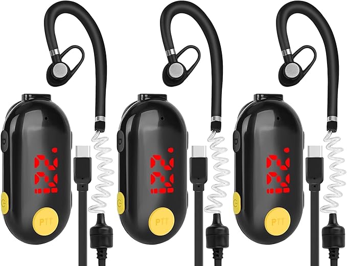 T-M9 Super Mini Walkie Talkies with Headsets,25 Channel Small Two Way Radio Rechargeable Portable FM Transceiver for Restaurants,Out Door Sport,Supermarket,Hospital,Tourism,3 Pack