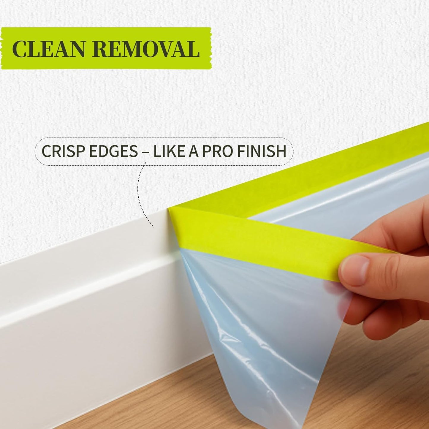 Pre-Taped Masking Film for Painting - 22" x 66' Masking Plastic with Automotive Tape and Drape for Covering Cars, Walls, Windows, Furniture, and More During Painting Projects （2 Rolls）