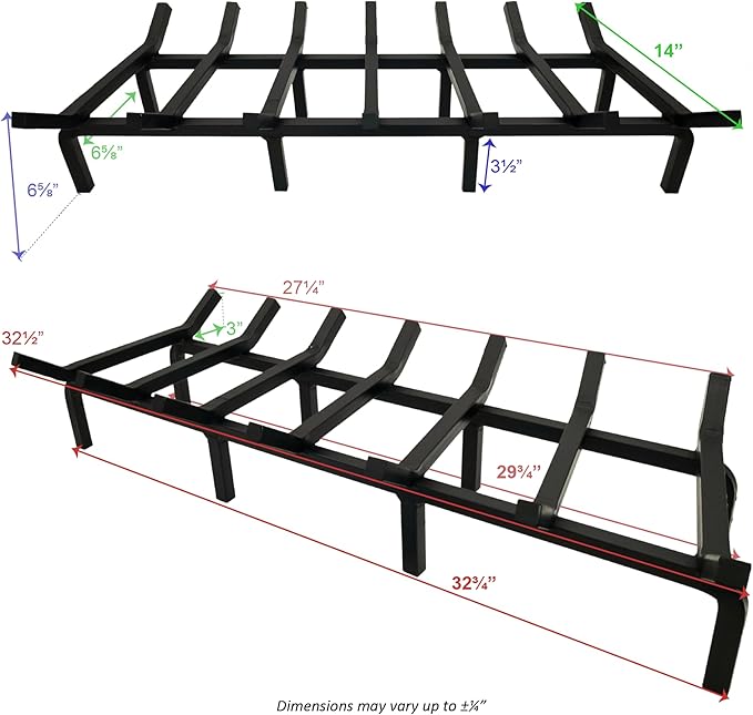 SteelFreak Super Heavy Duty Steel Fireplace Grate - Made in The USA (33 Inch)