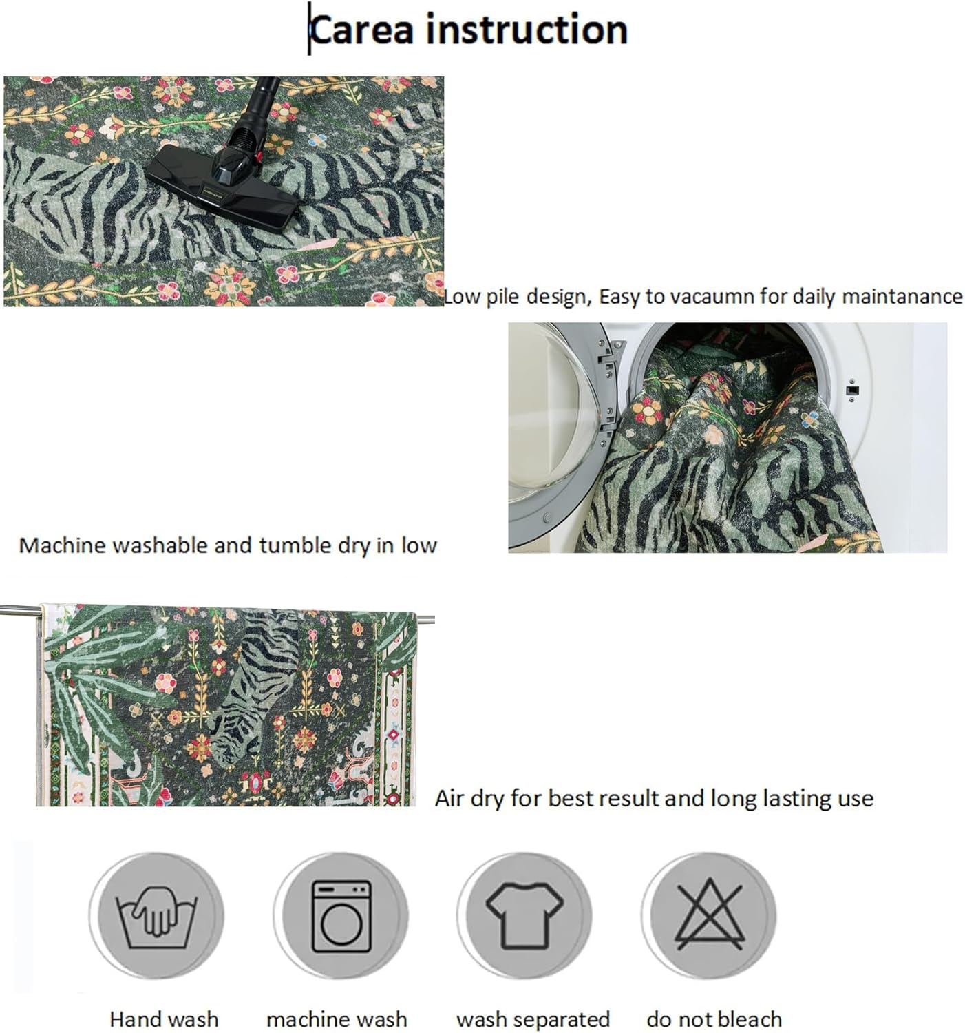 Oriental Tropical Entryway Rugs Washable, Greyish Green Boho Vintage Distressed Hippie 2x3 Throw Rugs for Bathroom Kitchen Entryway Indoor Non-Slip Abstract Botanical Tribal Accent Carpet