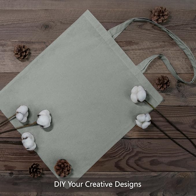 TOPDesign 6-Pack Economical 16"x15" Light Grey Cotton Tote Bags, Lightweight Medium Reusable Grocery Shopping Cloth Bags, Suitable for DIY, Advertising, Promotion, Gift, Activity