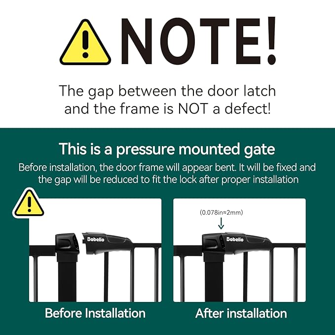 Babelio Baby Gate for Doorways and Stairs, 29-48" Auto Close Dog Gate PressGuard P7, Easy-Install Pressure Mounted Satey Door, No Drilling Safety Gate for Child and Pets, 2 Pack, Black