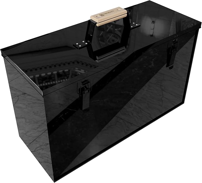 Fire Beauty Fireside Ash Carrier,Metal Ash Storage Box,3 Gallon Ash Tidy Container with Lid,Ash Pail,Fireplace Ash Bucket Bin for Fireplace, Fire Pits, Wood Burning Stoves, Grill, Outdoor