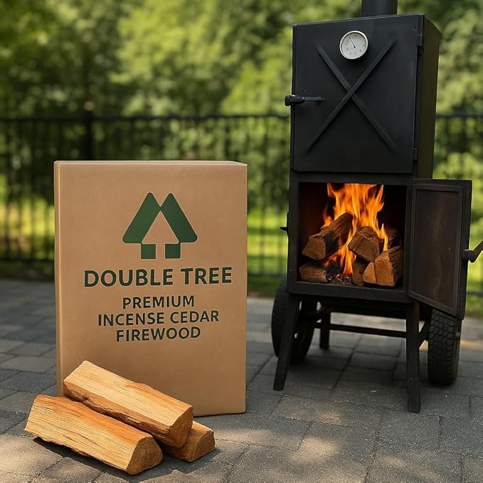 Double Tree - Kiln Dried Premium Incense Cedar Firewood (16inch Logs) (Includes Firestarter) (Large 2.2 Cubic ft for Fireplace,Campfire,Wood Stove, Fire Pit, Split Wood for Solo Stove or Breeo)