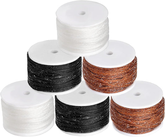 6 Pack Waxed Thread Leather Sewing Awl Replacement Spools, Repair Stitch Thread, Leather, Canvas Sewing Awl for All Stitching Tool, 3-Color