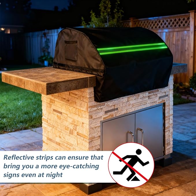 Built in Grill Cover for Blaze Premium LTE 40-Inch - Heavy Duty 600D Waterproof with Reflective Strips and Plush Lining, Protects The Built in Grill While Enhancing its Visual Appeal,Black